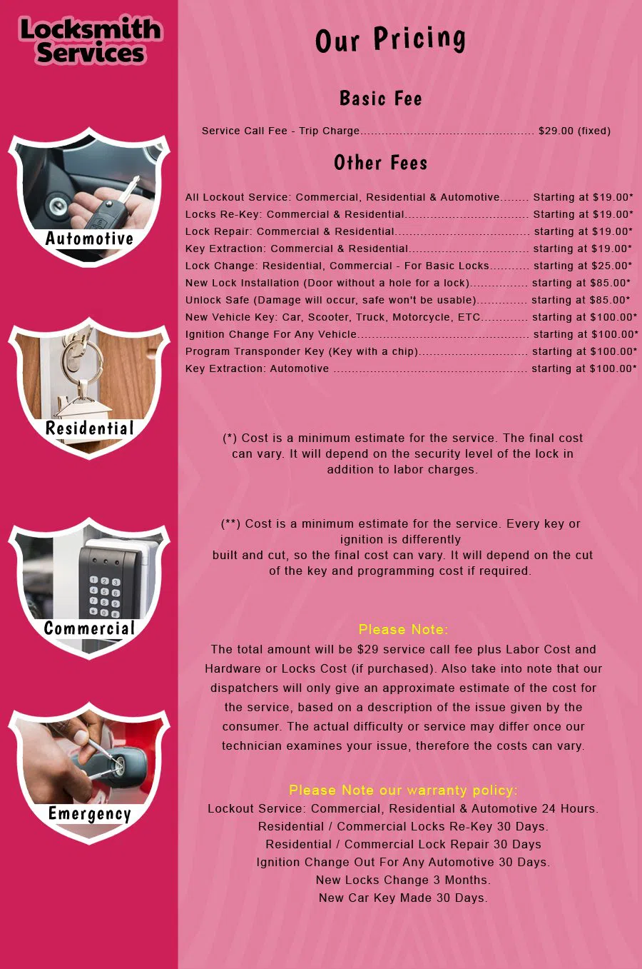 Fair Lawn NJ Locksmith Store Fair Lawn, NJ 201-455-6250 - price-list-c-18